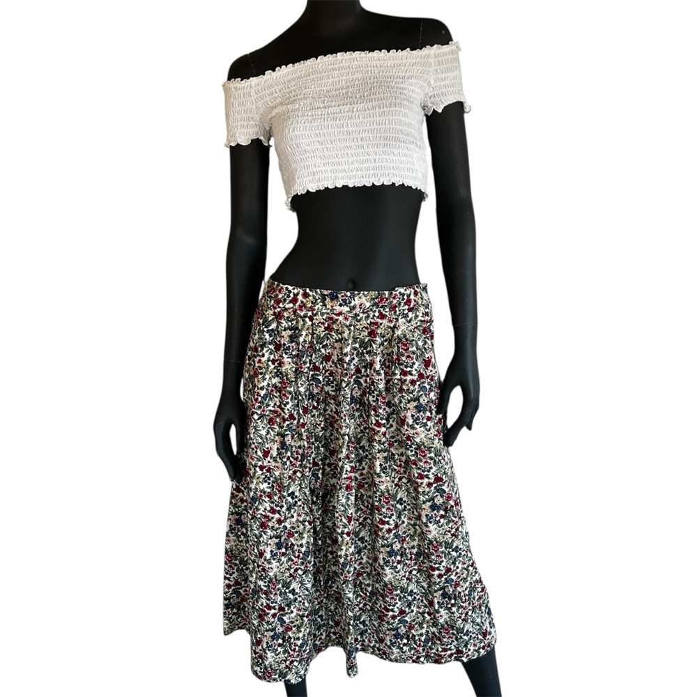 Vintage Floral Skirt Medium Perite Feminine Cottagecore Phoebe Buffay Cotton 90s